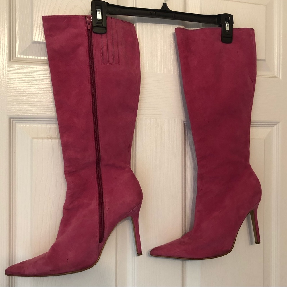 Colin Stuart hot pink, suede boots
